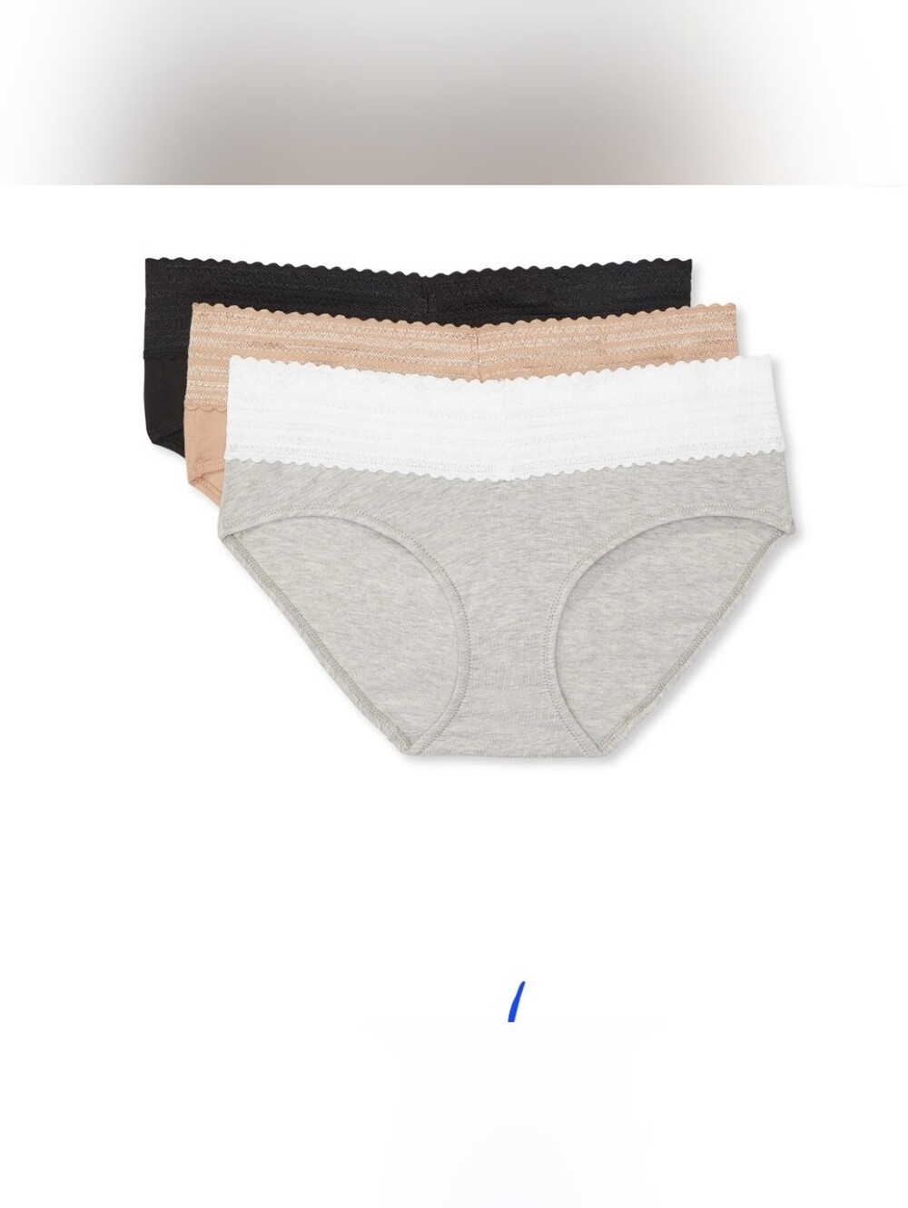 Warner's Cotton Lace Hipster Trio - Light Gray, Black, White.  T15